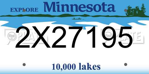 2X27195 Minnesota License Plate