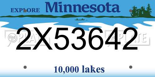 2X53642 Minnesota License Plate
