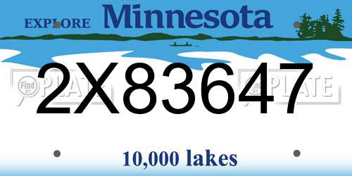 2X83647 Minnesota License Plate