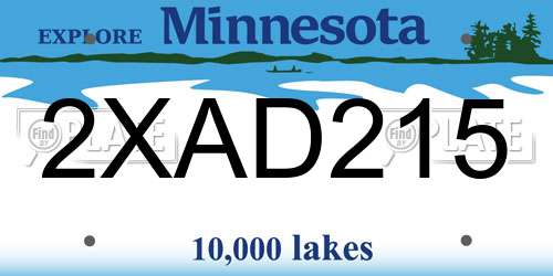 2XAD215 Minnesota License Plate