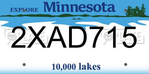 2XAD715 Minnesota License Plate