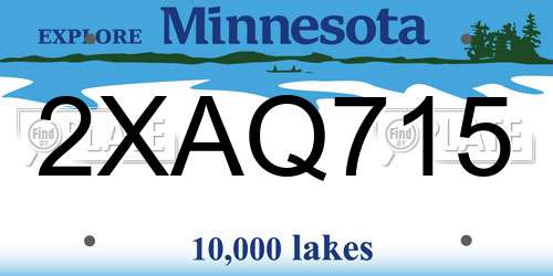 2XAQ715 Minnesota License Plate