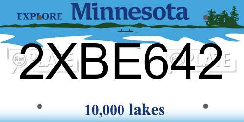2XBE642 Minnesota License Plate