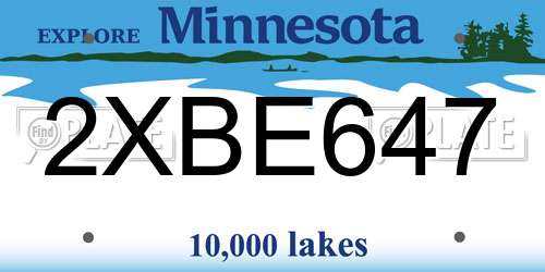 2XBE647 Minnesota License Plate