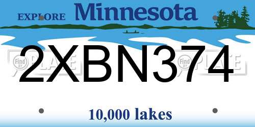 2XBN374 Minnesota License Plate