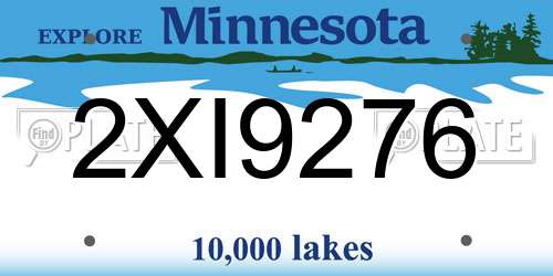 2XI9276 Minnesota License Plate