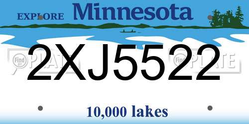 2XJ5522 Minnesota License Plate