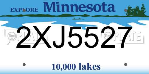 2XJ5527 Minnesota License Plate