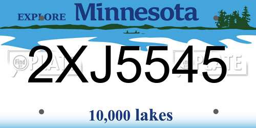 2XJ5545 Minnesota License Plate
