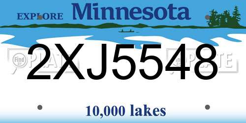 2XJ5548 Minnesota License Plate