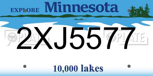 2XJ5577 Minnesota License Plate