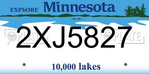 2XJ5827 Minnesota License Plate