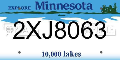 2XJ8063 Minnesota License Plate