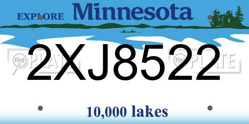 2XJ8522 Minnesota License Plate