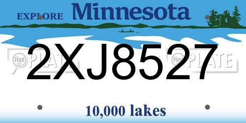 2XJ8527 Minnesota License Plate