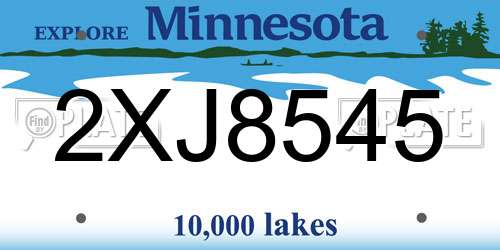 2XJ8545 Minnesota License Plate