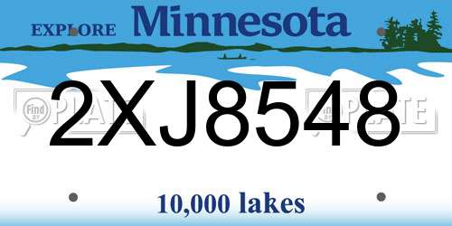 2XJ8548 Minnesota License Plate