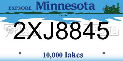 2XJ8845 Minnesota License Plate