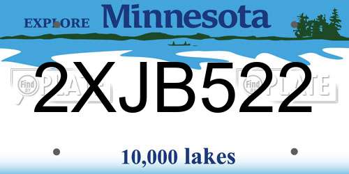 2XJB522 Minnesota License Plate