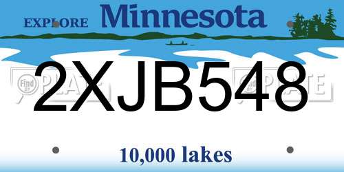 2XJB548 Minnesota License Plate
