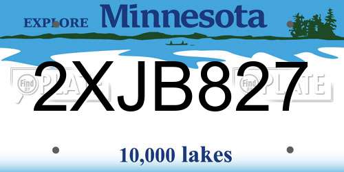 2XJB827 Minnesota License Plate