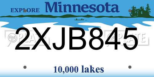 2XJB845 Minnesota License Plate