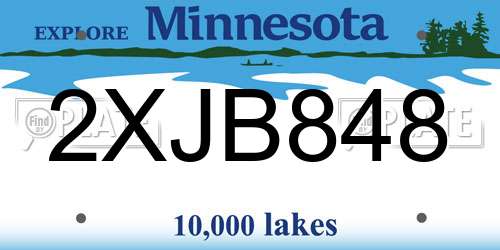 2XJB848 Minnesota License Plate