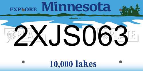 2XJS063 Minnesota License Plate