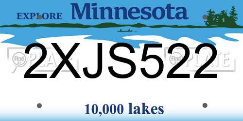 2XJS522 Minnesota License Plate