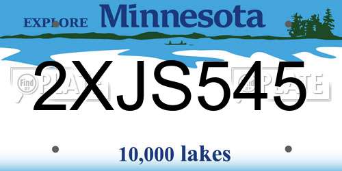 2XJS545 Minnesota License Plate