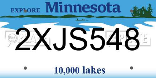 2XJS548 Minnesota License Plate