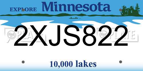 2XJS822 Minnesota License Plate
