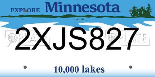 2XJS827 Minnesota License Plate