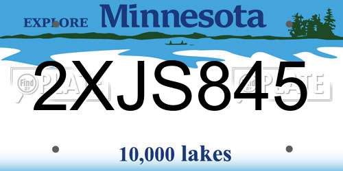 2XJS845 Minnesota License Plate