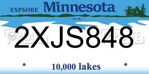 2XJS848 Minnesota License Plate