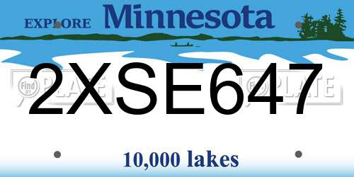 2XSE647 Minnesota License Plate