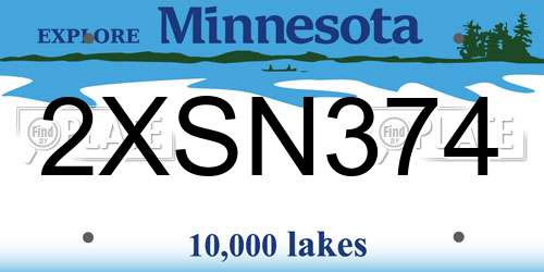 2XSN374 Minnesota License Plate