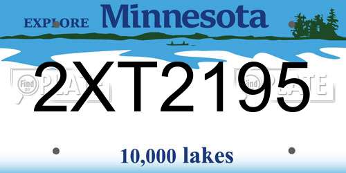 2XT2195 Minnesota License Plate