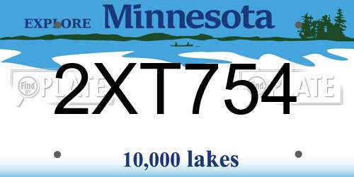 2XT754 Minnesota License Plate