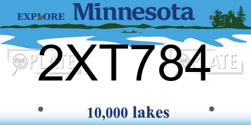 2XT784 Minnesota License Plate