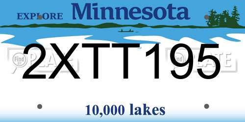 2XTT195 Minnesota License Plate
