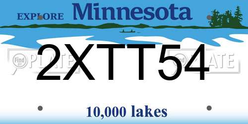 2XTT54 Minnesota License Plate