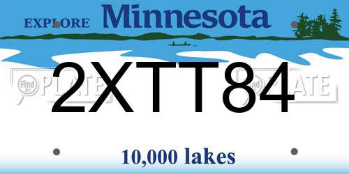 2XTT84 Minnesota License Plate