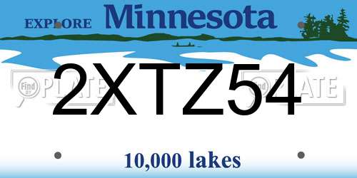 2XTZ54 Minnesota License Plate