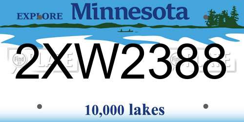 2XW2388 Minnesota License Plate