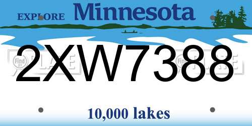 2XW7388 Minnesota License Plate