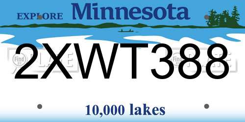 2XWT388 Minnesota License Plate
