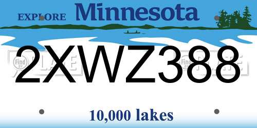 2XWZ388 Minnesota License Plate