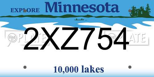 2XZ754 Minnesota License Plate
