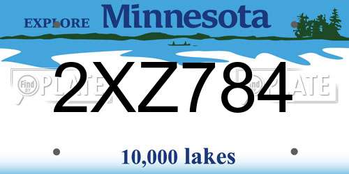 2XZ784 Minnesota License Plate